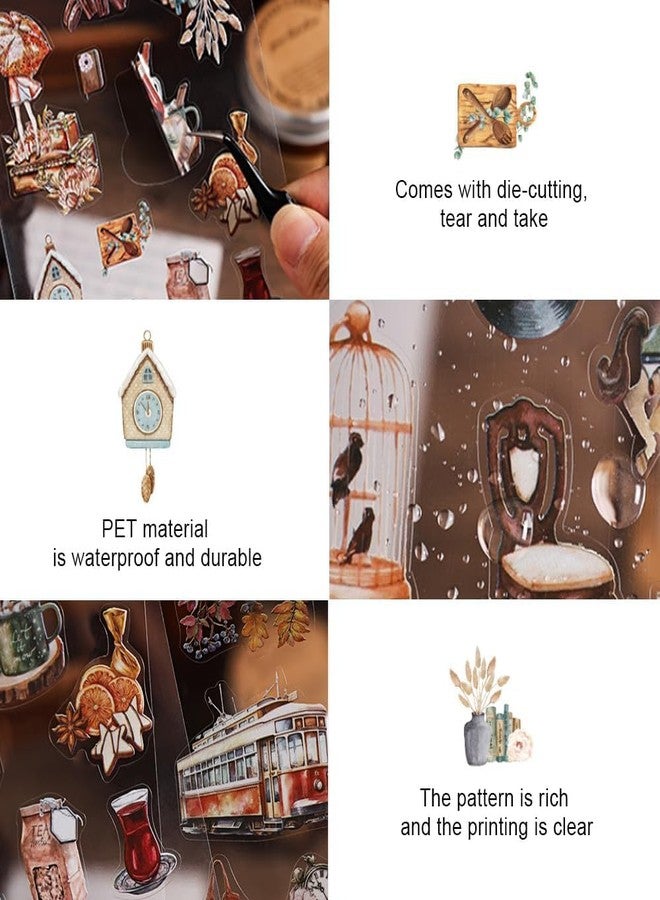 SAMVARDHAN Vintage Aesthetic Sticker - 36 Sheets Retro Themed Decorative Stickers for Scrapbook, Journal, Crafts & DIY Projects, Photo Album Sticker, Pack of 6 (Travel, Coffee, Books, Music & More) - Image 5